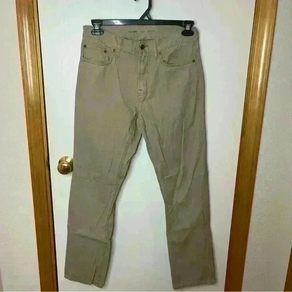 Old Navy Khaki Jeans Pants Men 30x32 Straight Leg 5 Pockets Casual - Picture 1 of 7
